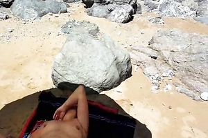 dilettante mature sunbathing and fisting