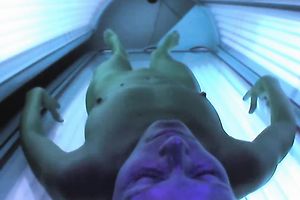 Hidden web camera movie of one torrid curvy blondie in solarium