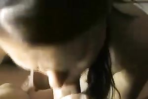 Passionate dark brown girlfriend sucks my pulsating 10-Pounder