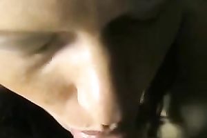 Passionate dark brown girlfriend sucks my pulsating 10-Pounder