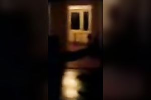 Banging a pretty college wench on the balcony from behind