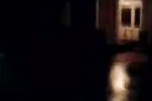 Banging a pretty college wench on the balcony from behind