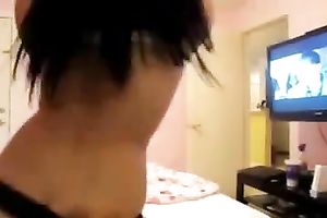 Seductive zealous charming dark brown positions in her lingerie on livecam