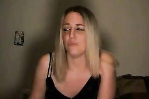 Wondrous non-professional blond hottie worked on web camera for me in her dark stuff