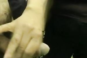 Lusty aged Romanian black cock sluts works on my cock with her hands in garden