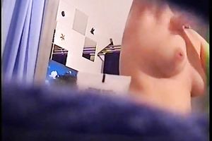 My sexy and cute dirty slut wife masturbating on hidden web camera clip