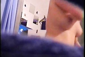 My sexy and cute dirty slut wife masturbating on hidden web camera clip