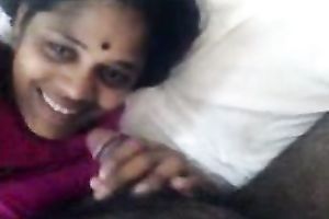 Brown skin bhabhi engulfing dark 10-Pounder of her hubby on web camera