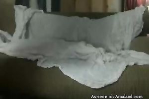 Check out dilettante couple teasing their private parts in the bedroom