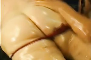 Playing and wrestling with a golden-haired big beautiful woman on the mat