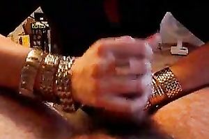 Glamorous aged prostitute strokes my junk on POV movie scene