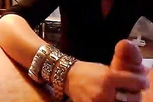 Glamorous aged prostitute strokes my junk on POV movie scene