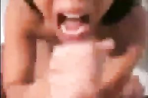 Perverted Asian floozy sucks my large 10-Pounder until I cum