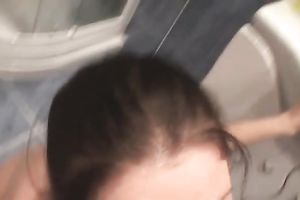 Awesome amateur oral job from white brunette hair summer girl