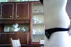 Beautiful Romanian legal age teenager in taut jeans stripteases