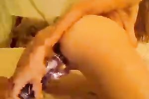 My suggestive ex GF pokes her constricted ass aperture with her recent sex tool