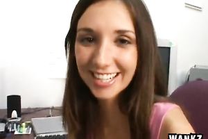 Lustful brunette is about to test fresh sex toy