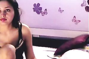 Delicious dark brown web camera playgirl with precious natural juggs