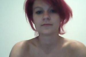 Raunchy breasty lesbian babes share one large sex-toy on web camera
