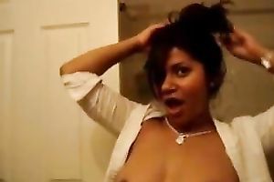 Hot and skanky brunett Desi college wench flashing arse