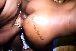 Juicy and perspired black gazoo fucked from behind on webcam