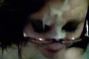 Huge bawdy facial for my torrid chunky brunette hair secretary