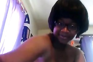 My buddy's hilarious black skinned nerdy GF flashes her bawdy cleft at home