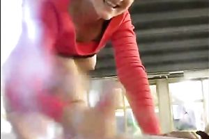 Filthy dark brown bitch with petite tits gives me deepthroat blow job outdoor