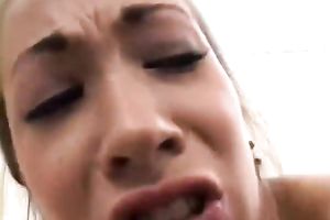 Cute and hot playgirl with tiny body receives a-hole drilled in hardcore Male+Male+Female 3some act