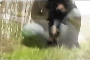 Slutty Jody plays with her snatch at the public park