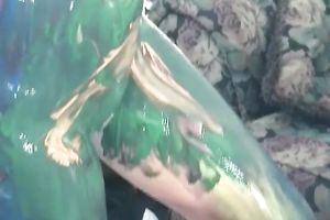 Boy painting time with worthwhile looking lean dilettante blondie