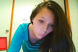 The sexiest and sizzling hawt brunette hair legal age teenager chick stripteases