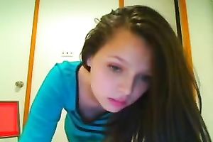 The sexiest and sizzling hawt brunette hair legal age teenager chick stripteases