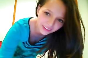 The sexiest and sizzling hawt brunette hair legal age teenager chick stripteases