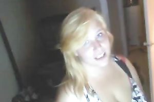 Busty blond chunky slutwife on POV episode in the bedroom