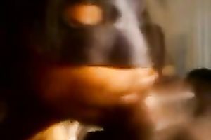 Masked dark black cock slut thirsts for cum and sucks my friend's bulky BBC