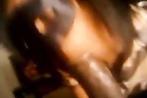 Masked dark black cock slut thirsts for cum and sucks my friend's bulky BBC