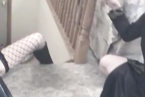 Skinny smutty redhead hottie and plumpy blond in doldofuck session