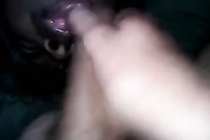 This horny ebony woman deepthroats my rock hard dong like a pro