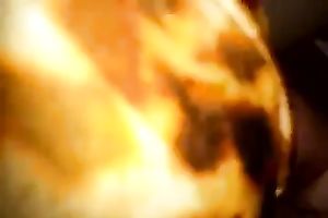 My blindfolded white wife gives me head and bonks me in sofa