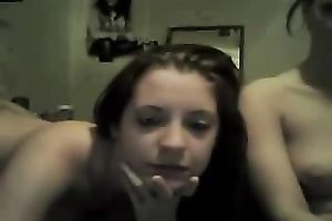 Two charming ladies have FFM treesome sex with stud on web camera