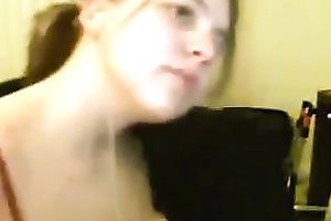 Amazing dilettante dark brown girlie flashed her pretty large boobies