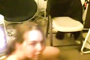 Amazing dilettante dark brown girlie flashed her pretty large boobies