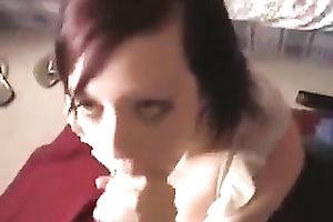 Short haired sexually excited and quite buxom GF of mine sucks my rod
