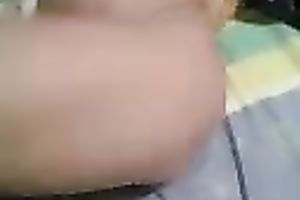 Petite golden-haired hottie with merry boobies giving head