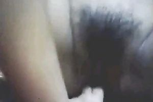 Joyfull Vietnamese livecam teen fingers her curly cookie for me