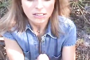 Dark haired usual lascivious babe assented to blow my buddy right in the park