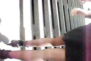 Hunting for my eighteen yo dark brown coed's upskirt in college