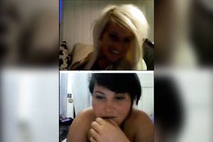 Lesbian beauties are playing with their slit on web camera