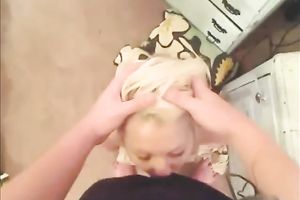 Whorable blonde haired hottie stood on knees coz that babe wanted to engulf me dry